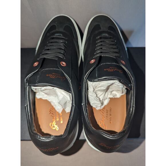 Good Man Brand shoes size 10 black Legend Court Napa Italy Leather Suede Sneaker - Picture 14 of 16